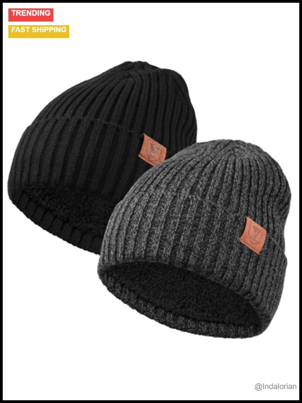 Thermal Knit Soft Fleece Lined Winter Beanie Hat Cap